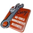 画像1: NO TOOLS BORROWING ALLOWED（貸出工具はありません）｜メタルエンボスプレート大 (1)