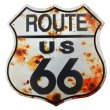 画像1: ROUTE66|白地・サビ風|メタルプレート大 (1)